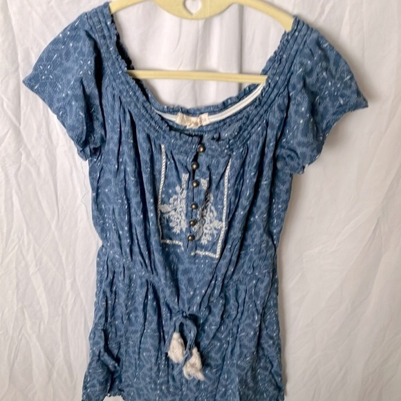 Rewind: Denim Blue Floral Romper- M - Picture 8 of 15